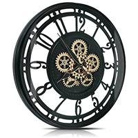 DORBOKER Real Moving Gears Wall Clock Large Modern Metal Clocks for Living Room Decor, Industrial St