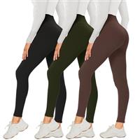 DDOBB 3 Pack Leggings for Women High Waisted Black Leggings Tummy Control Stretchy Pants Trousers for Gym Fitness Yoga Running Regular&Plus Size