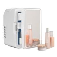 eklipt Mini Fridge for Bedrooms with AC/DC Powered, Quiet Mode, Small Skincare Portable Beauty Fridge with LED Makeup Mirror, Mini Fridge for Cosmetic, Office or Car