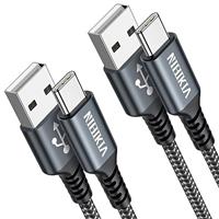 USB C Charger Cable 1m 2Pack Type C Cable Fast Charging, Nylon Braided USB A to USB C Cable for Samsung Galaxy S23/S22/S21/S10, iPhone 15 Pro Max, Google Pixel 7/6 etc.