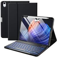 Vobafe Case with Keyboard for iPad Air 11 inch 2025 2024 M3 M2/iPad Air 5 4 2022 2020 10,9 inch, 7 Color Backlight Wireless Detachable Keyboard Cover with Pencil Holder, UK Layout