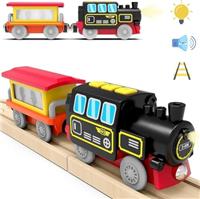 TOPLIVING Battery Operated Locomotive Train Set for Wooden R