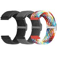 Yunshare Braided Solo Loop Elastic Strap 18mm 20mm 22mm Quick Release Watch Band Nylon Watch Strap for Samsung Galaxy/Garmin/Fossil/Amazfit/Huawei Watch Nylon Stretchy Replacement Strap Men, 3 Pcs