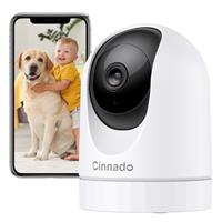 Cinnado WiFi Cameras House Security - 2K Indoor CCTV Baby Monitor Camera for Home Security Wireless 360, Motion Tracking, Smart Siren, IR Night Vision, D1, 2 Pack