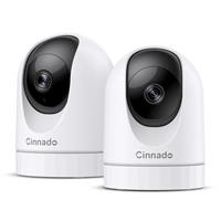 Cinnado WiFi Cameras House Security - 2K Indoor CCTV Baby Monitor Camera for Home Security Wireless 360, Motion Tracking, Smart Siren, IR Night Vision, D1, 2 Pack