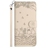 FALUWONRU Fence Cats Embossed PU Leather Flip Case for Apple iPhone