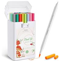 Ohuhu Dual Tip Brush & Fineliner Art Markers - 40 Colours Journaling Pens for Bullet Journals, Calligraphy & Lettering - Water-Based Colouring Markers for Adults, Card Making & Art Projects