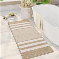Biscpro Bath Mat Rug Extra Soft and Absorbent Fluffy Striped Chenille,Non Slip Shaggy Bathroom Floor Mat,Machine Washable