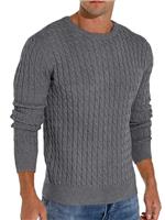 Hisir Men's Winter Cable Knit Jumpers Casual Crew Neck Warm Long Sleeve Pullover Sweater Tops for Men