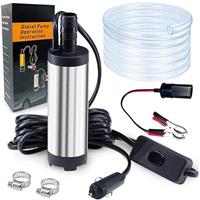 Fuel Transfer Pump,12V Diesel Pump Oil Pump Portable Stainless Steel Submersible Pump Small Kerosene Pump and 3 Meter Hose for for Vehicle Camper Truck Caravan Motorhome