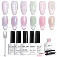 RARJSM Nude Gel Polish Set Pale Pink Milky Jelly Shimmer Holographic Glitter Iridescent Gel Nail Polish 7.5ml 6 Pcs Translucent Natural Soak off UV LED Cured