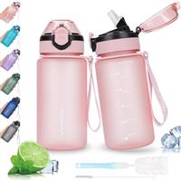 AOHAN Water Bottle with Leak Proof Flip Top Lid, BPA Free Sport Drinking Bottle with Straw, Dishwasher Safe Water Bottle Non-Toxic Water Jug with Carrying Strap