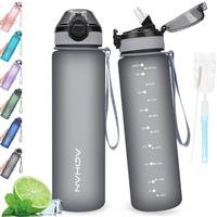 AOHAN Water Bottle with Leak Proof Flip Top Lid, BPA Free Sport Drinking Bottle with Straw, Dishwasher Safe Water Bottle Non-Toxic Water Jug with Carrying Strap