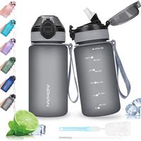 AOHAN Water Bottle with Leak Proof Flip Top Lid, BPA Free Sport Drinking Bottle with Straw, Dishwasher Safe Water Bottle Non-Toxic Water Jug with Carrying Strap
