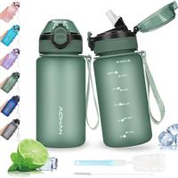 AOHAN Water Bottle with Leak Proof Flip Top Lid, BPA Free Sport Drinking Bottle with Straw, Dishwasher Safe Water Bottle Non-Toxic Water Jug with Carrying Strap