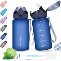 AOHAN Water Bottle with Leak Proof Flip Top Lid, BPA Free Sport Drinking Bottle with Straw, Dishwasher Safe Water Bottle Non-Toxic Water Jug with Carrying Strap