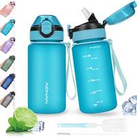 AOHAN Water Bottle with Leak Proof Flip Top Lid, BPA Free Sport Drinking Bottle with Straw, Dishwasher Safe Water Bottle Non-Toxic Water Jug with Carrying Strap