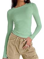 OYIGELZ Women's Basic Long Sleeve Shirt Crew Neck Slim Fit Crop Top Y2K T-Shirt Casual Blouse Tee Tops Streetwear