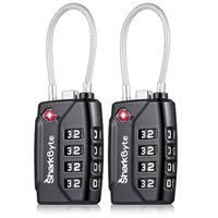 SharkByte 541 TSA Suitcase Locks - 1, 2, 3, 4 Pack 4-Dial Security Travel Combination Padlock, Flexible Cable Travel Lock for Suitcases Luggage Case Travel Bag Gym Locker Code Padlock