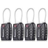 SharkByte 541 TSA Suitcase Locks - 1, 2, 3, 4 Pack 4-Dial Security Travel Combination Padlock, Flexible Cable Travel Lock for Suitcases Luggage Case Travel Bag Gym Locker Code Padlock