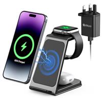 3 in 1 Wireless Charging Station,Aluminum Alloy Wireless Charger for Apple Devices,15W Fast Wireless