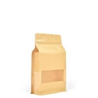Evergreen Goods Re-usable Foil Lined Zip-Lock Grip Stand-able Re-Sealable Brown Kraft Food Grade Bags Paper Stand-Up Pouch Packing Bag