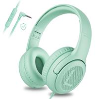 awatrue Kids Headphones with Microphone, Wired Earphones 85/94dB Safe Volume Limit, Share Function & 3.5mm Jack, Boys Girls Childrens Headsets for School/Travel/Fire Tablet, Pink