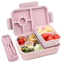Bugucat Bento Lunch Box 1300ML,Kids Lunch Box Bento Boxes with 4 Compartments Cutlery,Leak-Proof Lunchbox Snack Boxes for Kids Adult,Kids Lunch Box with Compartments