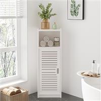 Dripex 4 Tier Bathroom Floor Cabinet, Slim White Storage Cabinet with Door, Narrow Free Standing Cupboards Adjustable Shelves for Bathroom, Bedroom or Balcony (Door Style 2)