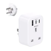 UK to US Plug Adaptor, USA Travel Adapter with 1 USB & 2 USB C