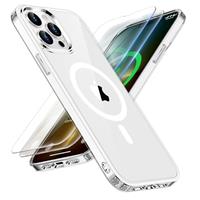 ORETECH Magnetic Case for iPhone 12 Case and iPhone 12 Pro Case, [Compatible with Magsafe] [2 x Glass Screen Protector] [Not Yellowing] Slim Shockproof Protection Matt Frosted Back Cover