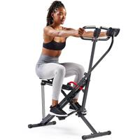 Sunny Health & Fitness Smart Row-N-Ride Squat Machine Foldable Upright Trainer, Full-Body Workout for Glutes Quads Core, Adjustable Resistance Bands, Bluetooth & Free SunnyFit App, 150 KG Capacity
