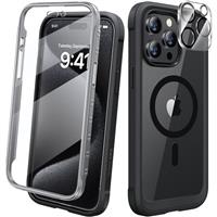 Diaclara Designed for iPhone 15 phone Case, Full Body Rugged Case with Built-in Touch Sensitive Anti-Scratch Screen Protector, with Camera Lens Protector for iPhone 15 6.1" (Frosted Clear)