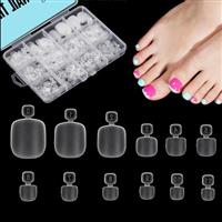 TOMICCA French False Toenails Set, 150 Pcs False Toe nails with Nail Glue and Strip, 12 Sizes
