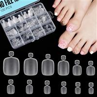 TOMICCA French False Toenails Set, 150 Pcs False Toe nails with Nail Glue and Strip, 12 Sizes