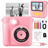 CHRERNA Kids Camera, Instant Camera for Kids with Print Photo Paper,1080P HD Kids Digital Camera with 32GB SD Card & Color Pens, Kids Instant Print Camera Toy Birthday Gifts for 3-14 Year Old