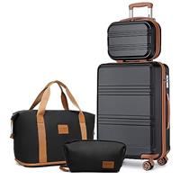 Kono Suitcase Lightweight ABS Hard Shell Carry-Ons Cabin Case with TSA Lock Luggage Sets of 4 Piece Included Weekender Bag & Toiletry Bag for Travel