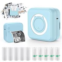 HUIJUTCHEN Mini Pocket Printer Portable Thermal Photo Printer with 10 Rolls Printing Paper for Android or iOS APP, Bluetooth Inkless Printer Labler Maker (C15-Green)
