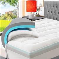 ELEMUSE Dual-layer Memory Foam Mattress Topper with Bamboo Pillow Top Cover