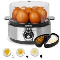 Duronic 7 Egg Boiler, Egg Cooker with Buzzer, Egg Steamer makes Soft | Medium | Hard Boiled Eggs Alarm Timer Settings, Includes Egg Piercer & Measuring Water Cup