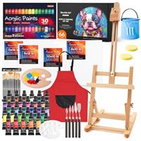 Shuttle Art 66 Pack Acrylic Paint Set, Acrylic Painting Set with 30 Colours Acrylic Paint, Wooden Easel, Blank Canvas, Paint Brushes, Palette, Art Painting Set for Kids Adults Beginner Artists