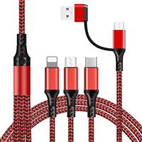 3 in 1 Multi Charger Cable, Multiple USB Cable Nylon Braided with Micro USB Type C Charging Cable Co