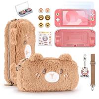 innoAura Switch Lite Case,15 in 1 Accessories Bundle with Screen Protector, Game Case, Cute Pendant & Thumb Caps (Mermaid Pink)