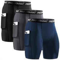 Niksa 1 or 3 Pack Mens Compression Shorts Gym Running Sports Underwear Base Layer Shorts Sports Undershorts Quick-Drying Fabric Mens Workout Shorts with Compression Fit