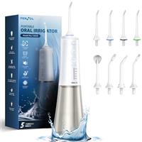 Water Flossers for Teeth Cordless, Professional Oral Irrigator Type-C Rechargeable Electric Tooth Flosser with 8 Jet Tips & 5 Modes, 300ML Water Tank, IPX7 Waterproof for Travel Home Portable Use