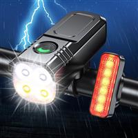 Babacom Bike Lights, Super Bright USB Rechargeable Bicycle Lights, 5 Adjustable Lightness Cycling Front Light & Rear Light for Cycling Safety with IPX5 Waterproof & 6-50 Hours Running Time