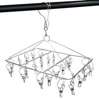 XYUXWLG Sock Hanging with 24 Pegs - Stainless Steel Sock Hanger Drying Rack with Swivel Hook - Windproof Laundry Hanger for Underwear, Baby Clothes and Hats