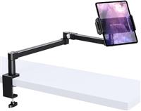 elitehood iPad Desk Mount, Heavy Duty Adjustable iPad Holder Stand for Desk Bed Sofa, Long iPad Arm Mount with Clamp for iPad Pro 12.9, iPad Air Mini, Tablet, Portable Monitor and 4.7-15.6 in Devices