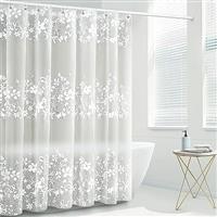 WOODFIB Shower Curtain, 100% PEVA Waterproof Anti-Mould Proof Resistant, Quick-Drying, Washable Bathroom Curtain, Includes 12 Pcs Curtain Hooks