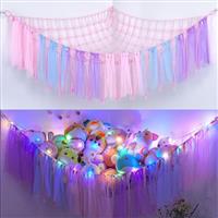 MHJY Toy Hammock Stuffed Animals Storage Net Soft Cuddly Toys Large Corner Hanging Net With LED Light Hand Woven Plush Macrame Organizer with Tassel for Kids Bedroom Nursery